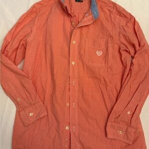 Chaps Red-Orange Gingham Button-Down Shirt